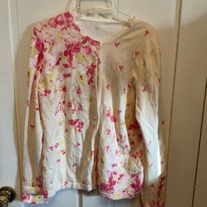 Lord and Taylor Floral Bright Cardigan Women Size S Lord and Taylor